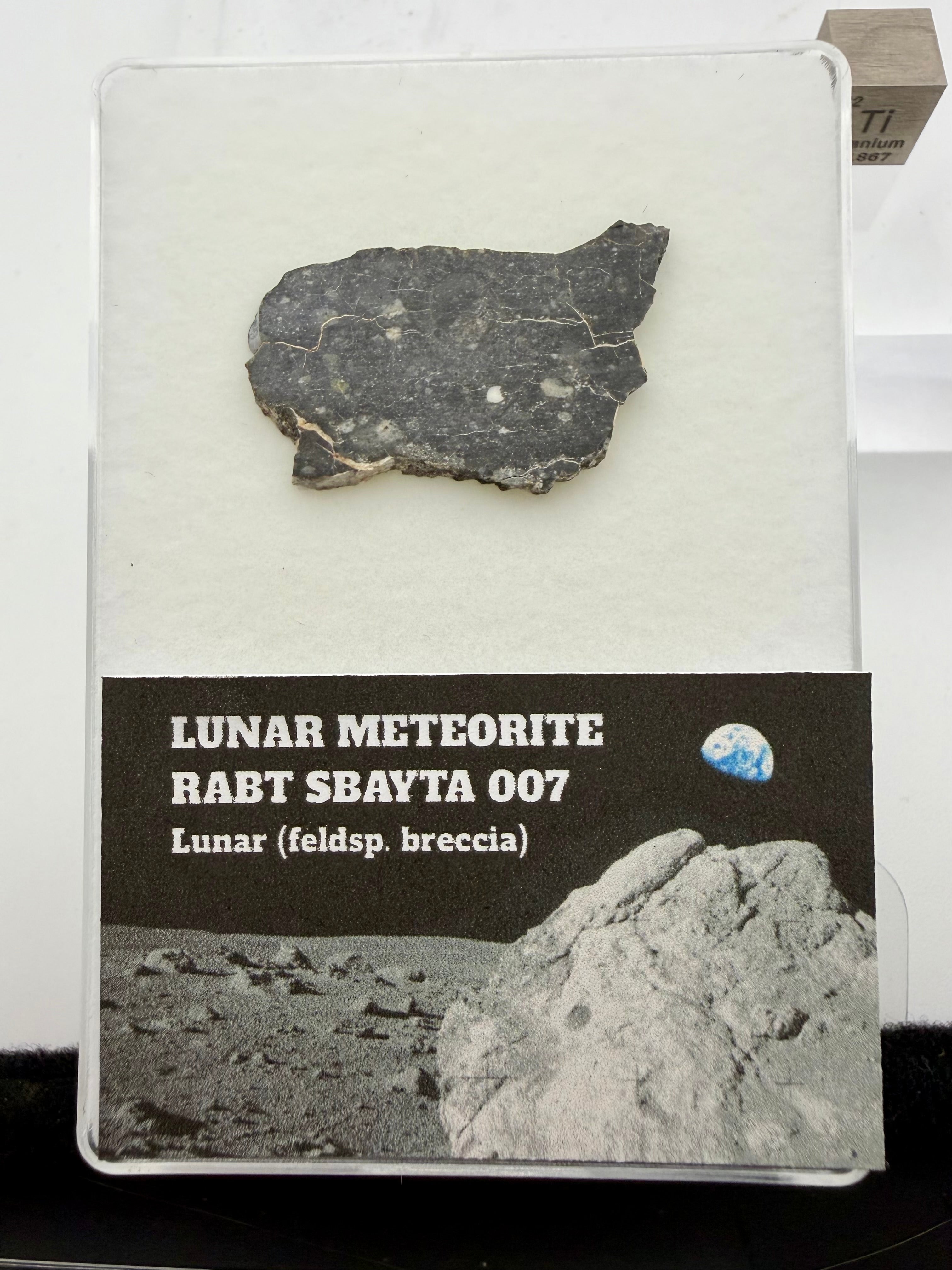 Rabt Sbayta 007  Lunar Meteorite - Feldspathic Breccia Moon Rock Full Slice 2.36g w/COA & Display Box