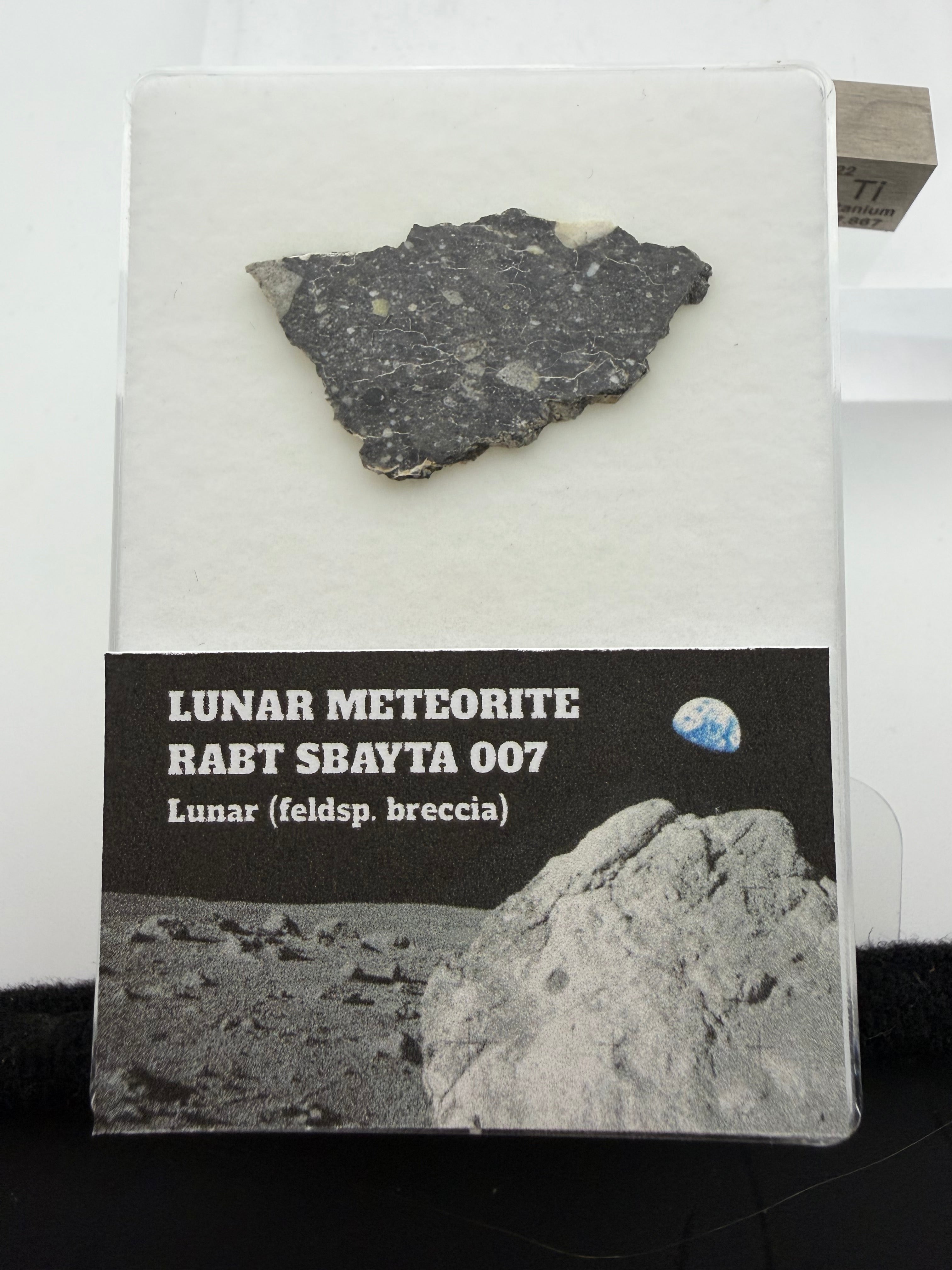 Rabt Sbayta 007  Lunar Meteorite - Feldspathic Breccia Moon Rock Full Slice 2.60g w/COA & Display Box
