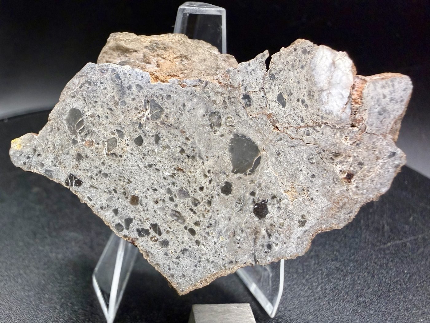 NEA 089 lunar meteorite, smaller half, full mirror polished cut face, 48.15 g