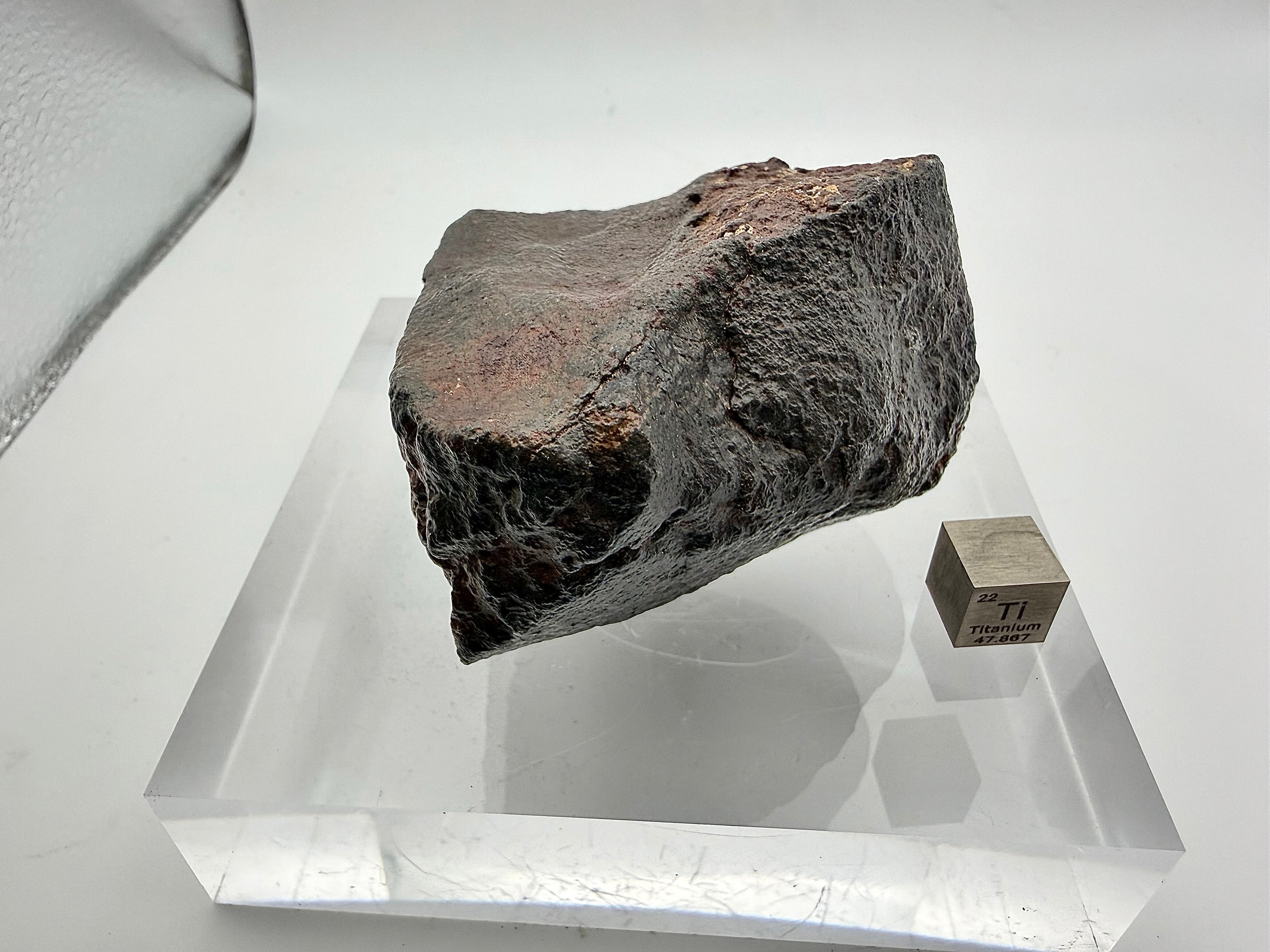 NWA XXX chondrite 316.40g -- trailing edge fusion crust showing thermal gradient from oriented atmospheric entry