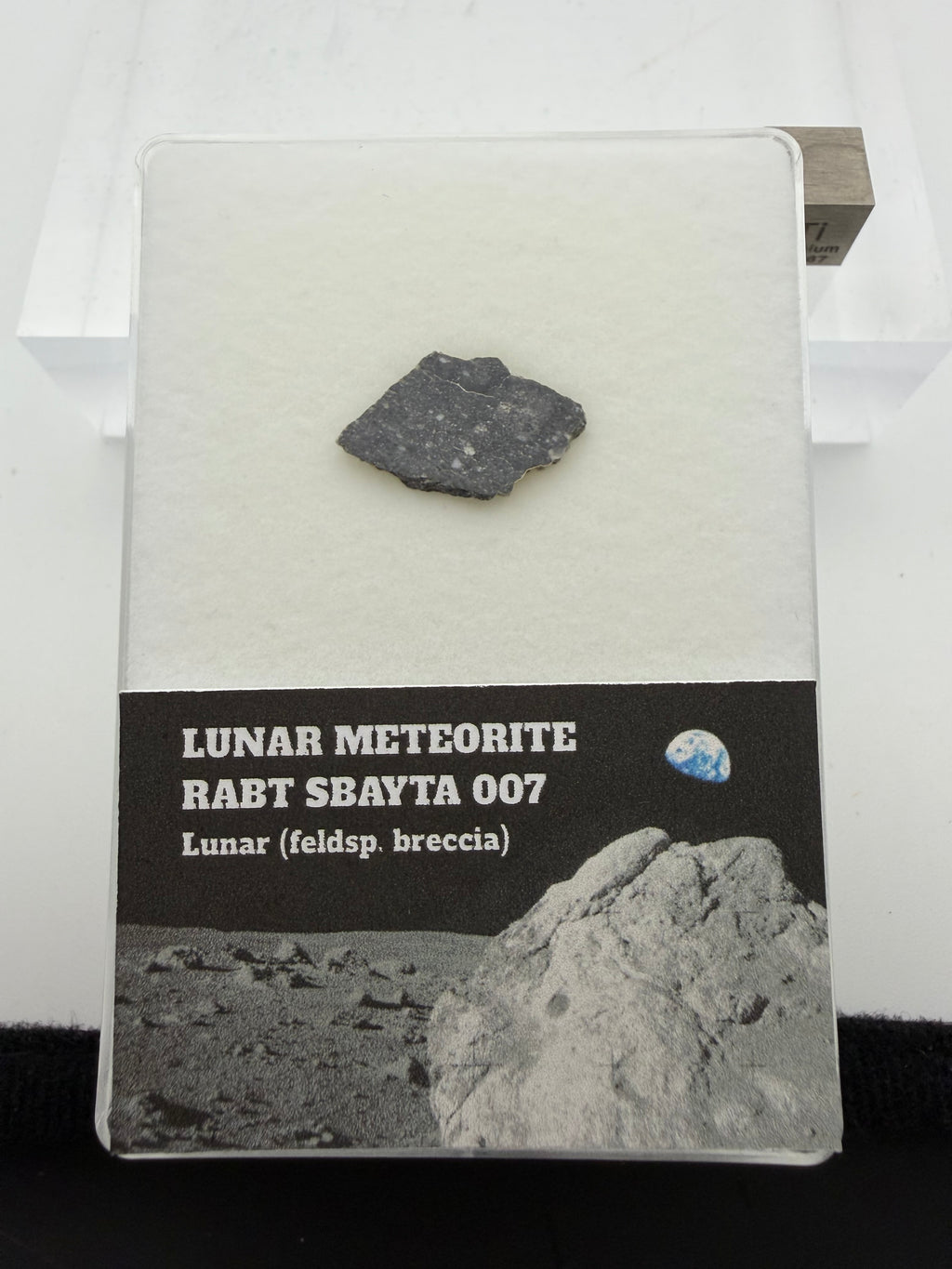 Rabt Sbayta 007 lunar feldspathic breccia meteorite slice 0.83g -- Moon rock from lunar highlands, Treasure Coast Meteorite C