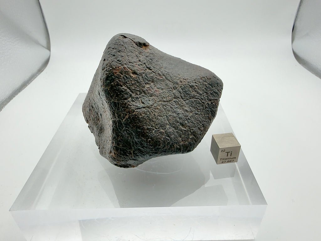 NWA XXX ordinary chondrite individual 313.16g, oriented with fusion crust window -- unclassified chondrite from Western Sahar