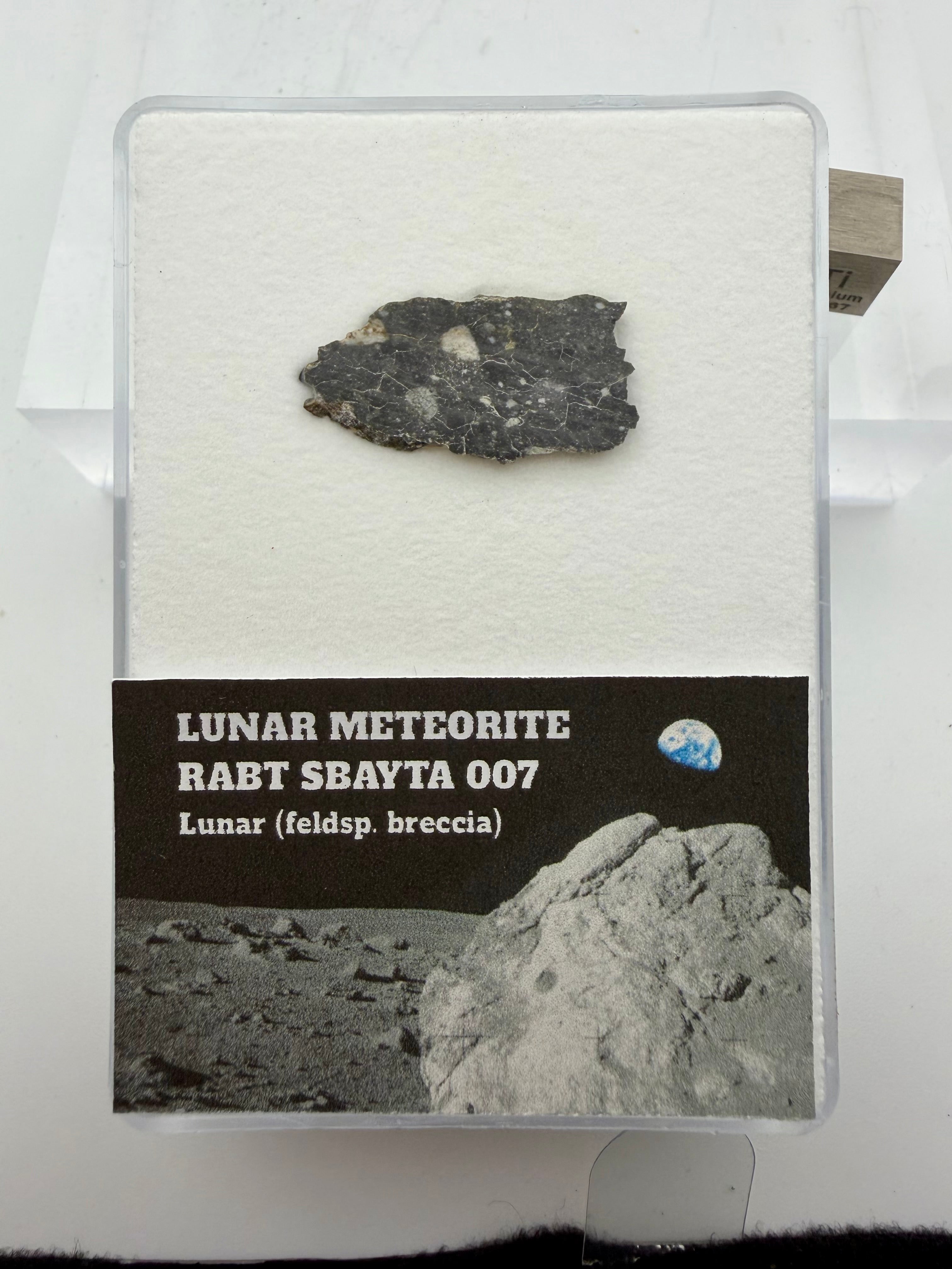 Rabt Sbayta 007  Lunar Meteorite - Feldspathic Breccia Moon Rock Full Slice 1.44g w/COA & Display Box