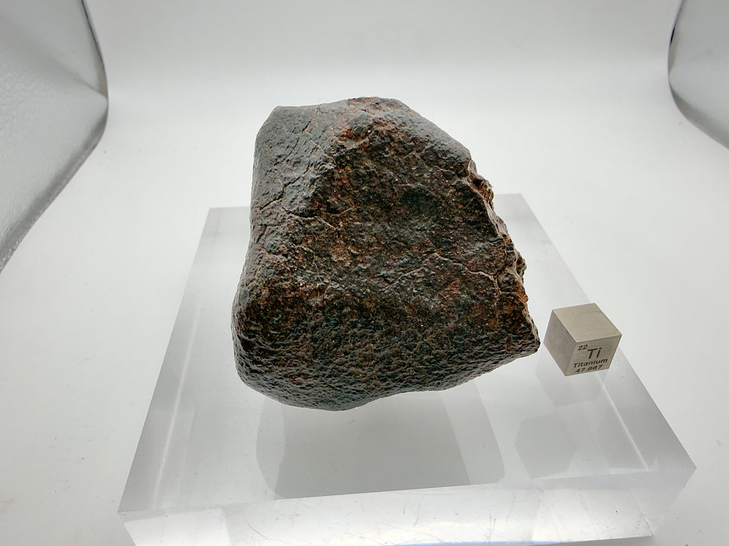 NWA XXX chondrite 313.16g -- leading surface fusion crust with maximum ablation thickness from atmospheric entry