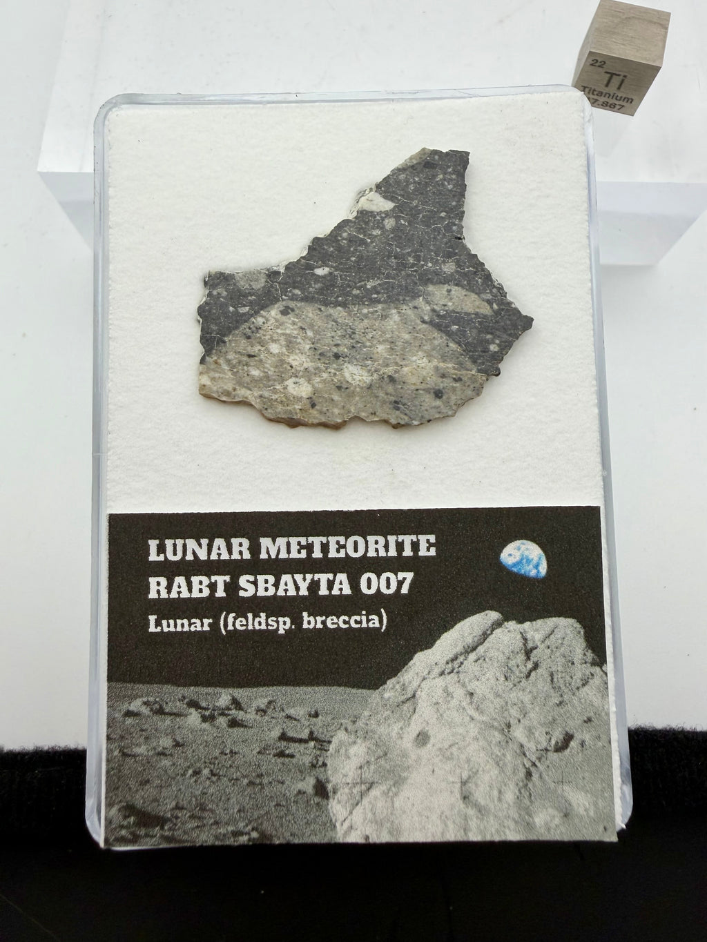 Rabt Sbayta 007 lunar feldspathic breccia slice 4.00g -- Moon rock from lunar highlands, Treasure Coast Meteorite Co.