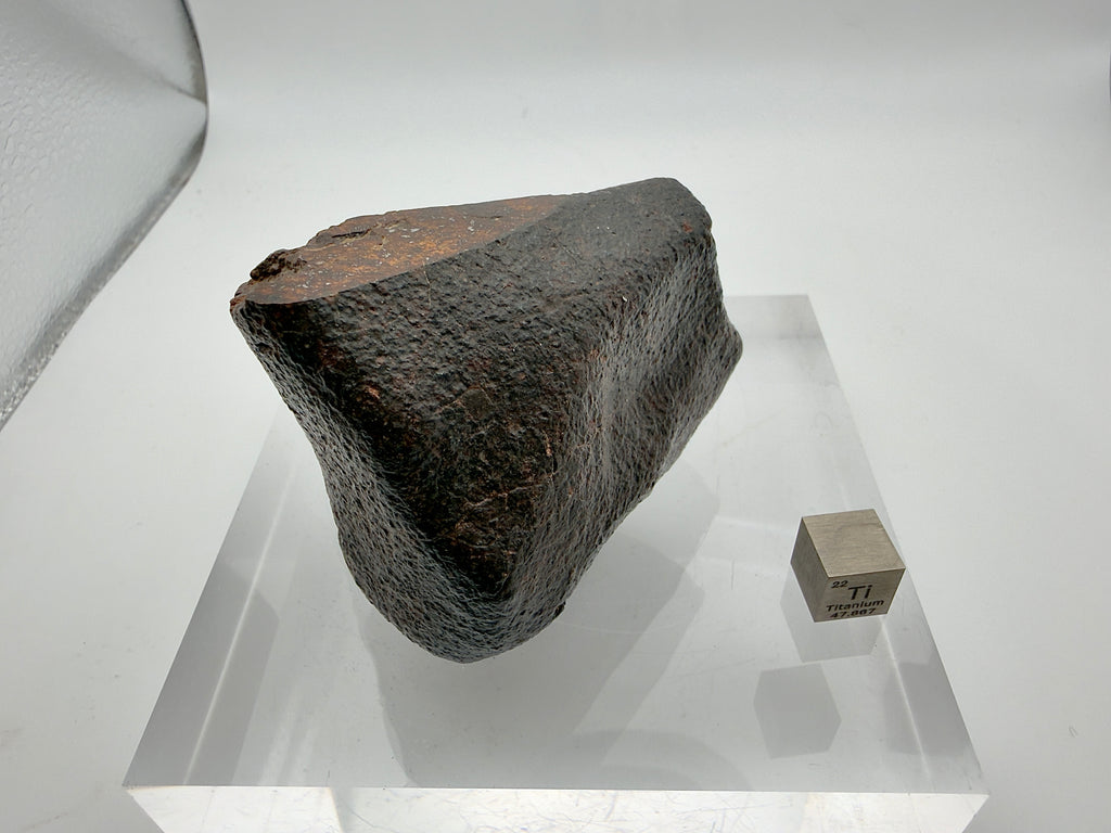 NWA XXX chondrite 313.16g -- chondrule population visible through polished viewing window under direct light