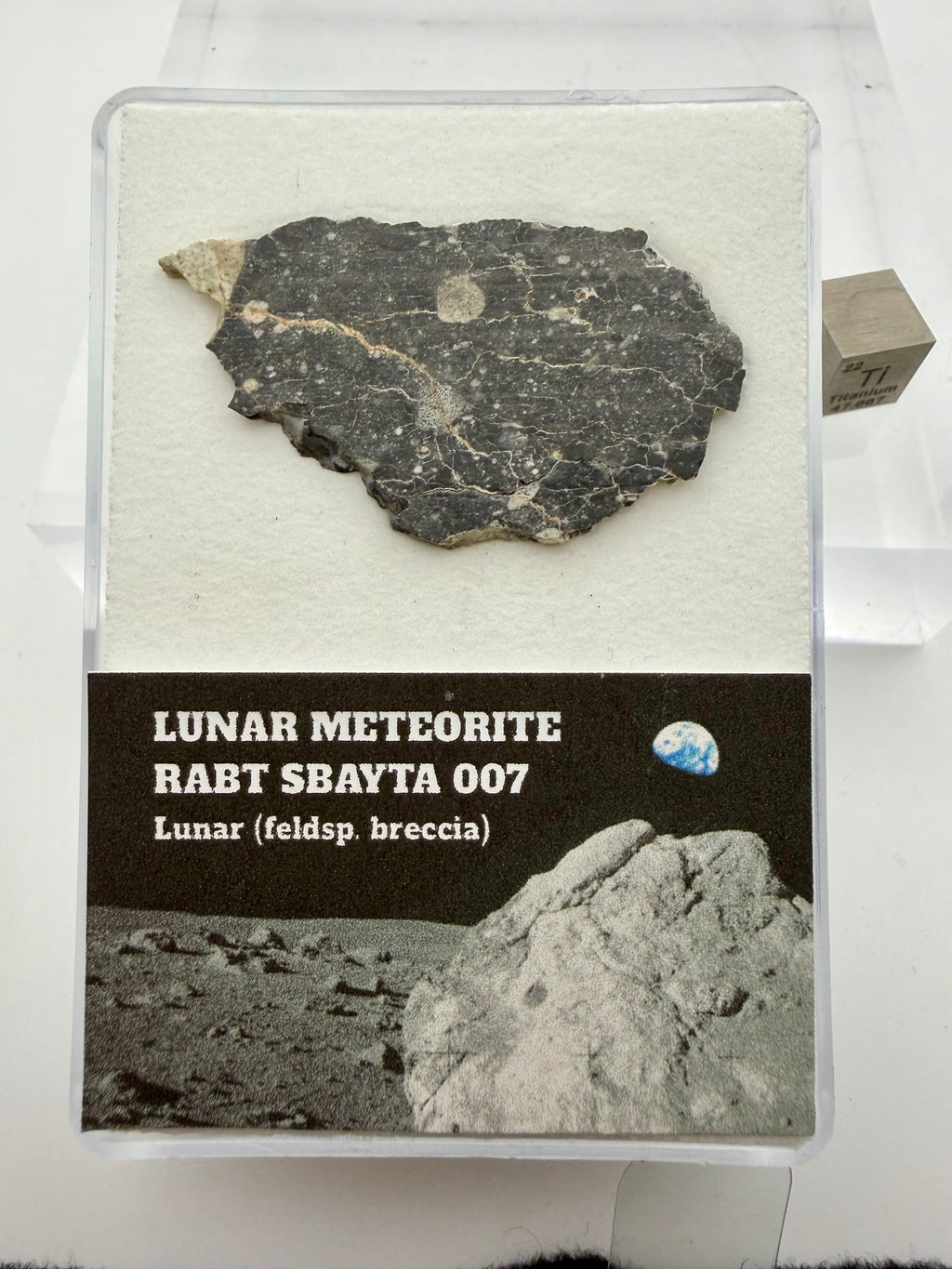 Rabt Sbayta 007 lunar feldspathic breccia meteorite slice 4.60g -- Moon rock from highland crust, Treasure Coast Meteorite Co