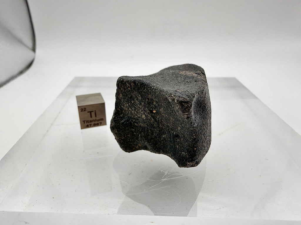 Guemar 002 lunar basalt individual 45.92g -- complete specimen showing three-dimensional form preserved from fall