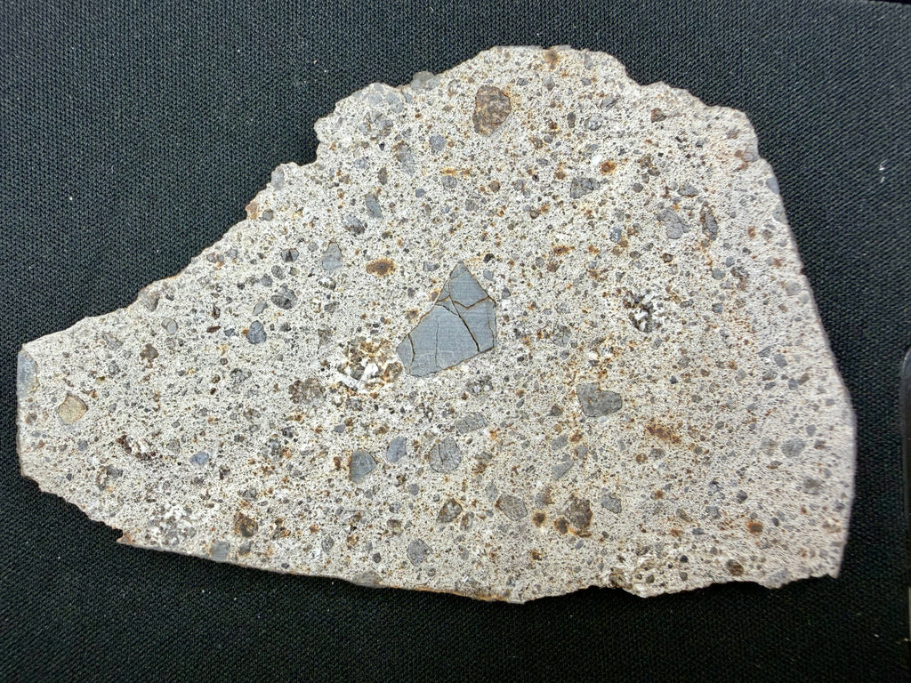 NWA 17708 howardite 38.80g -- sanded face showing brecciated eucritic and diogenitic clasts in matrix