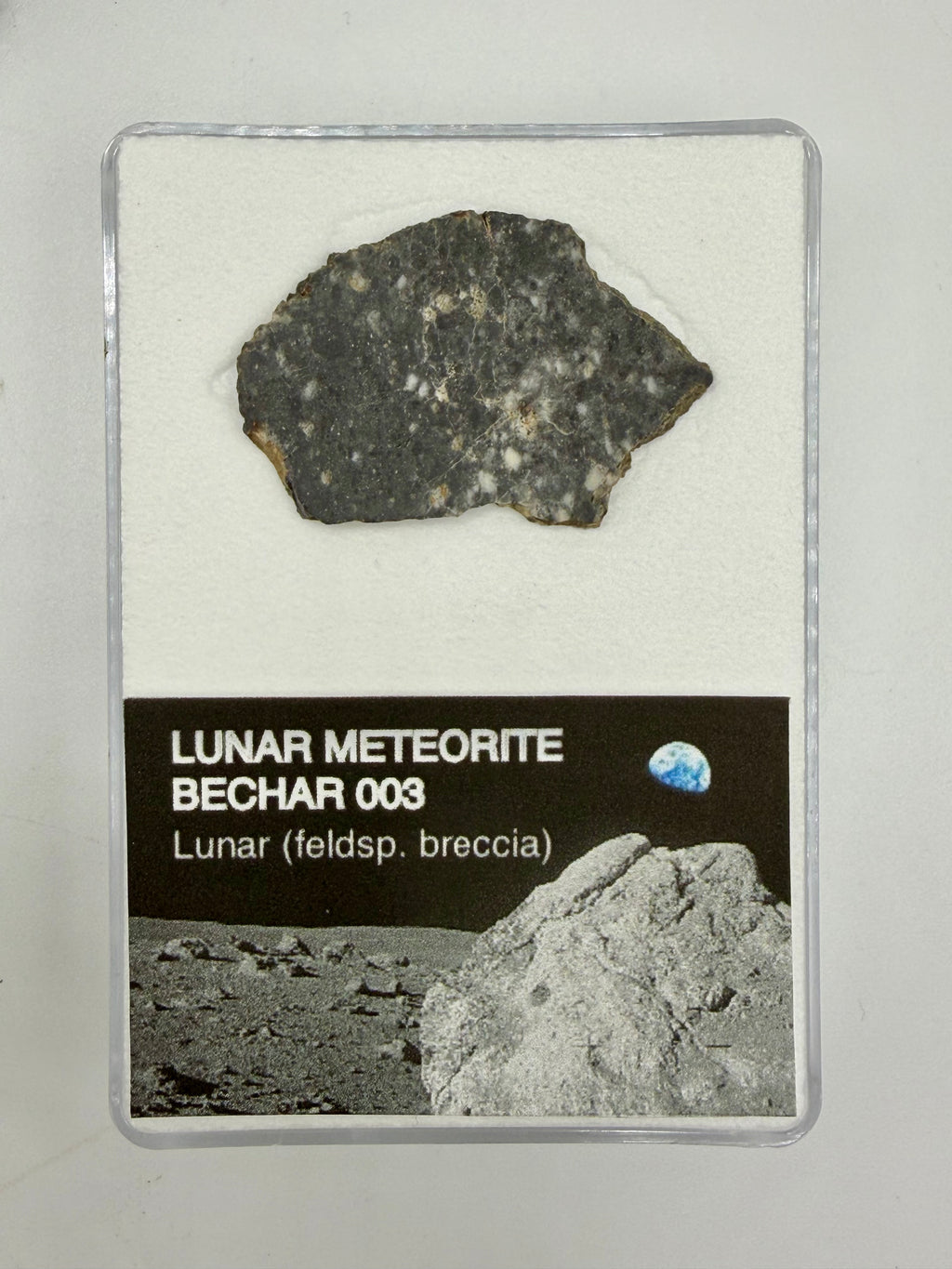 Bechar 003 lunar feldspathic breccia meteorite slice 3.30g, complete full slice -- Moon rock from highlands crust, Treasure C