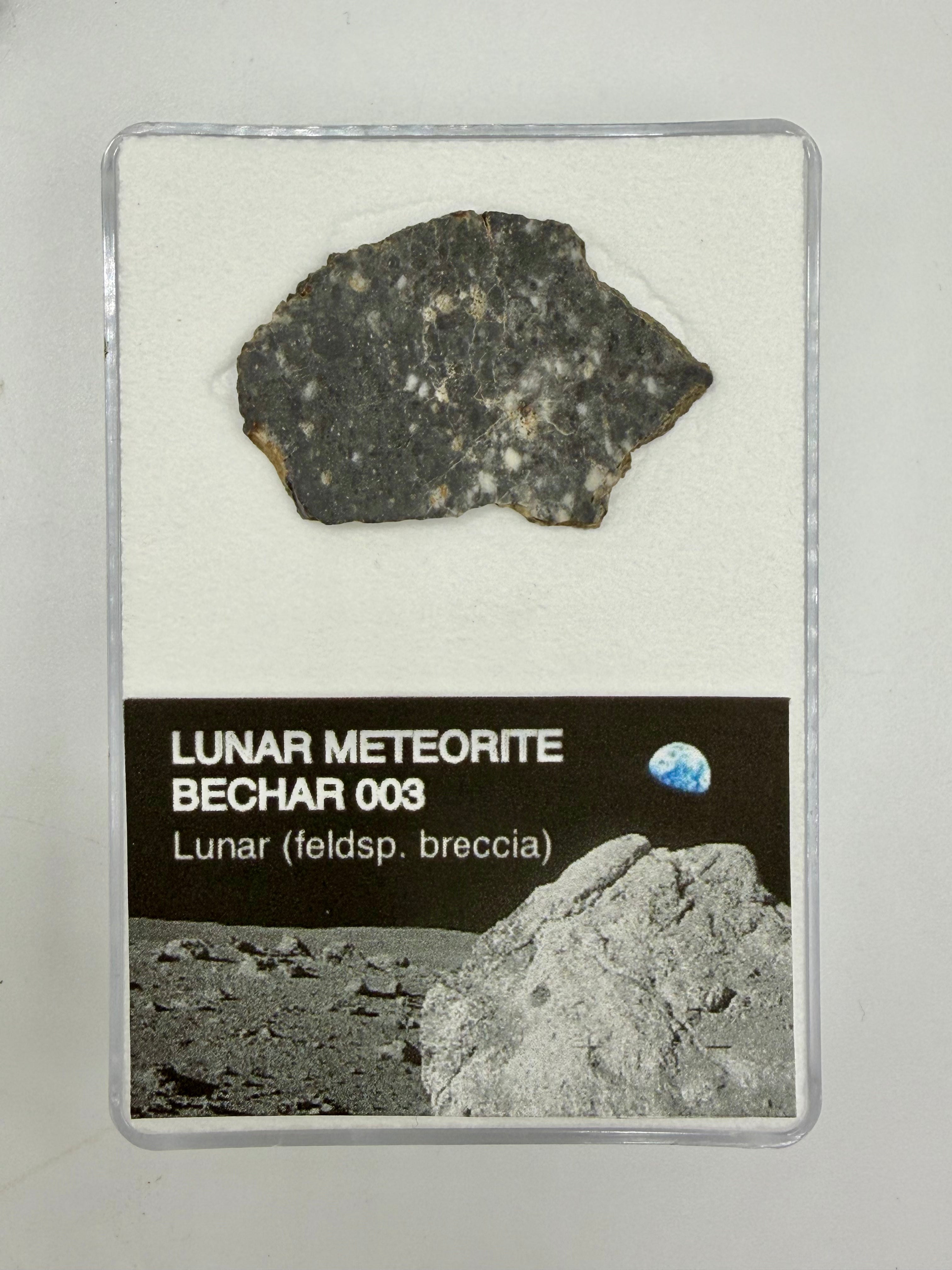 Bechar 003 lunar feldspathic breccia meteorite slice 3.30g, complete full slice -- Moon rock from highlands crust, Treasure C