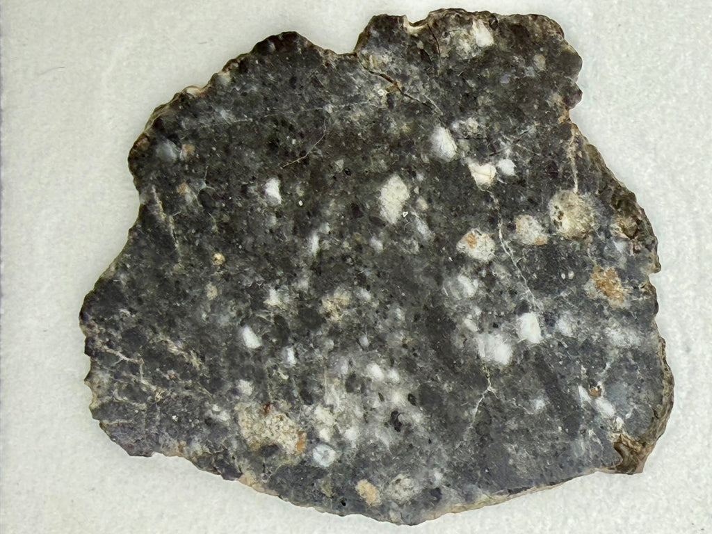 Bechar 003 lunar meteorite 4.75g -- feldspathic breccia texture showing plagioclase-rich clasts in impact-processed matrix
