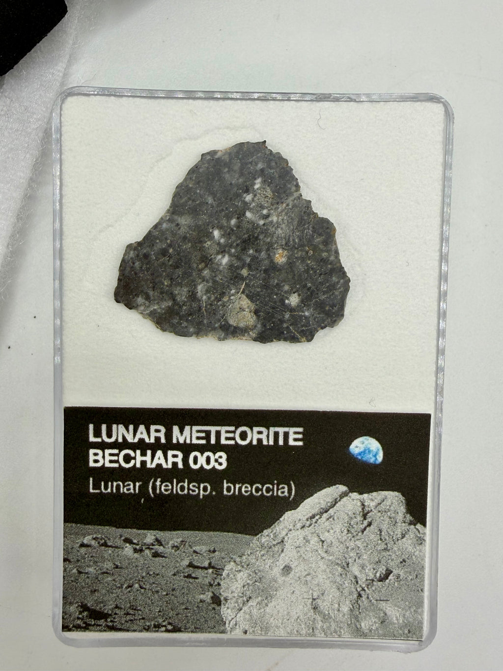 Bechar 003 lunar feldspathic breccia meteorite slice 3.19g, complete full slice -- Moon rock with angular clasts, Treasure Co