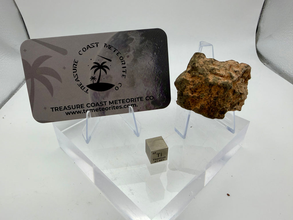 Amgala 001 Martian meteorite 43.00g -- dark gray basaltic matrix with pyroxene crystals from volcanic Mars