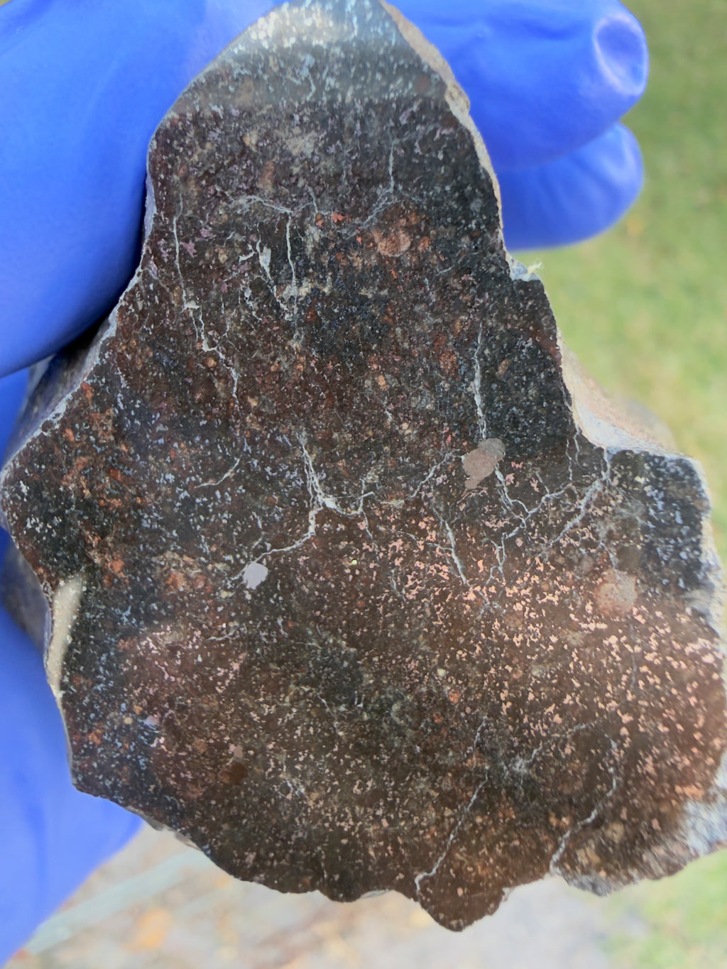 NWA 17919 H6 specimen 488.00g -- regmaglypts and fusion crust texture preserved on unpolished meteorite surface
