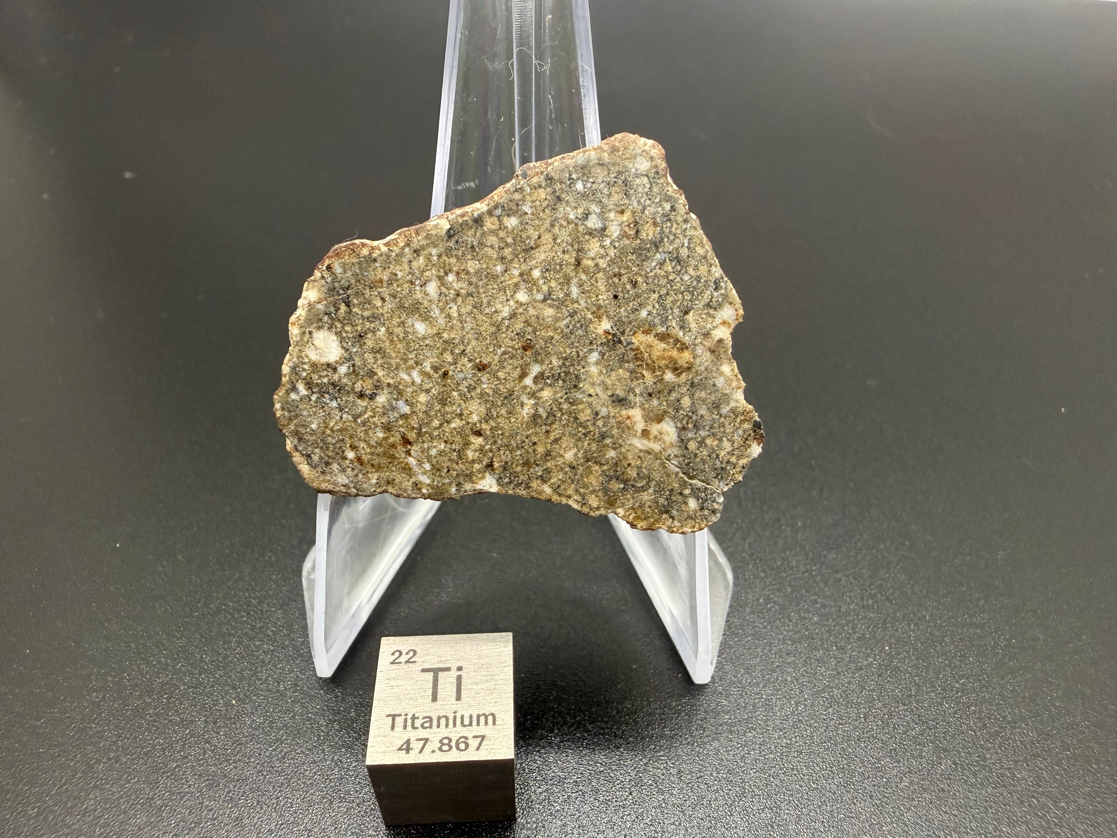 NWA 17918 diogenite-pm meteorite end cut 13.33g, polished -- HED achondrite from asteroid 4 Vesta, Treasure Coast Meteorite C
