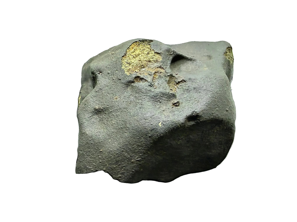 NWA XXX ordinary chondrite 1668.24g -- leading surface showing pronounced regmaglypts and black fusion crust