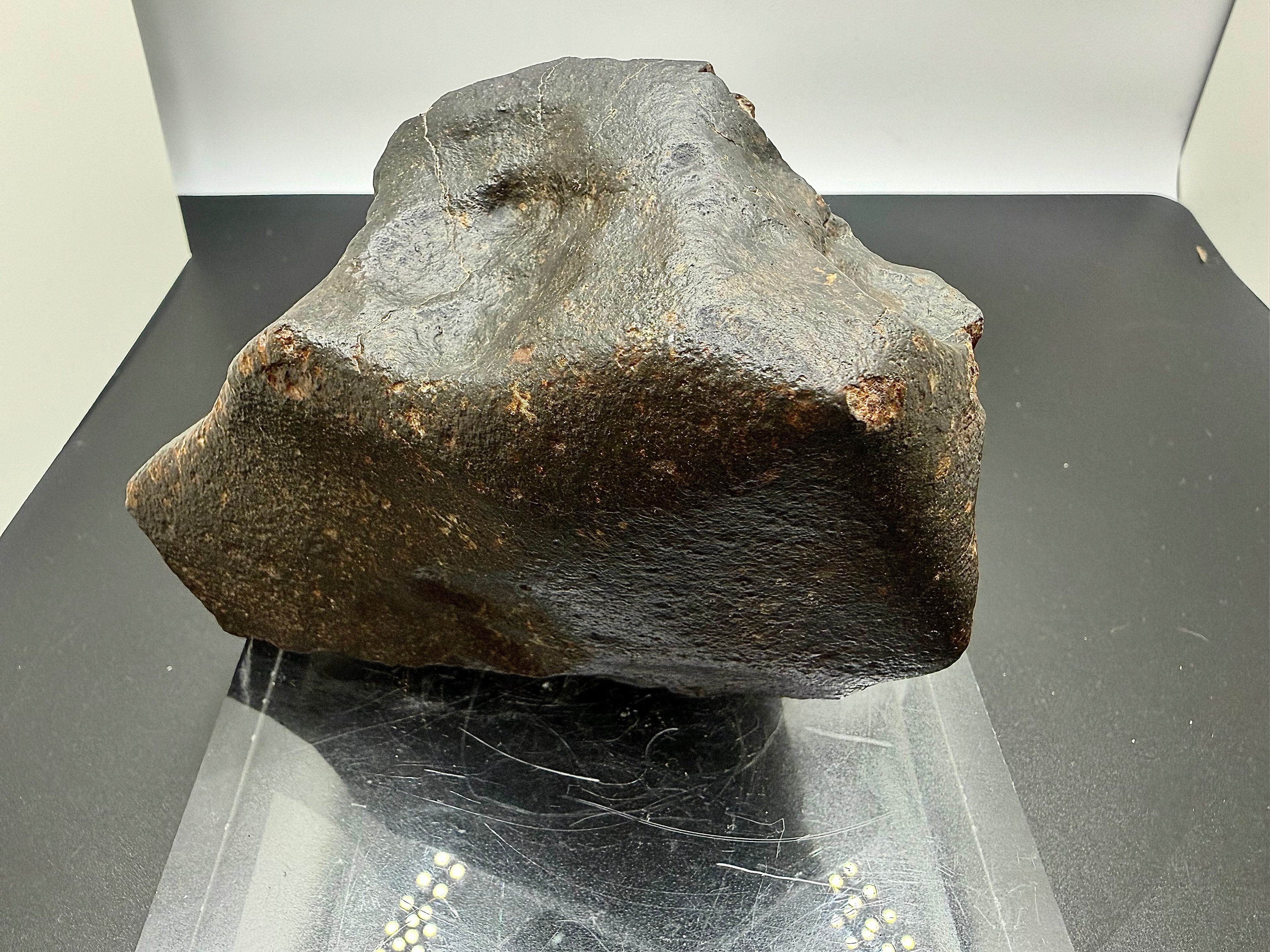 NWA XXX chondrite 869.00g -- cut window exposing internal chondritic texture and chondrule structure