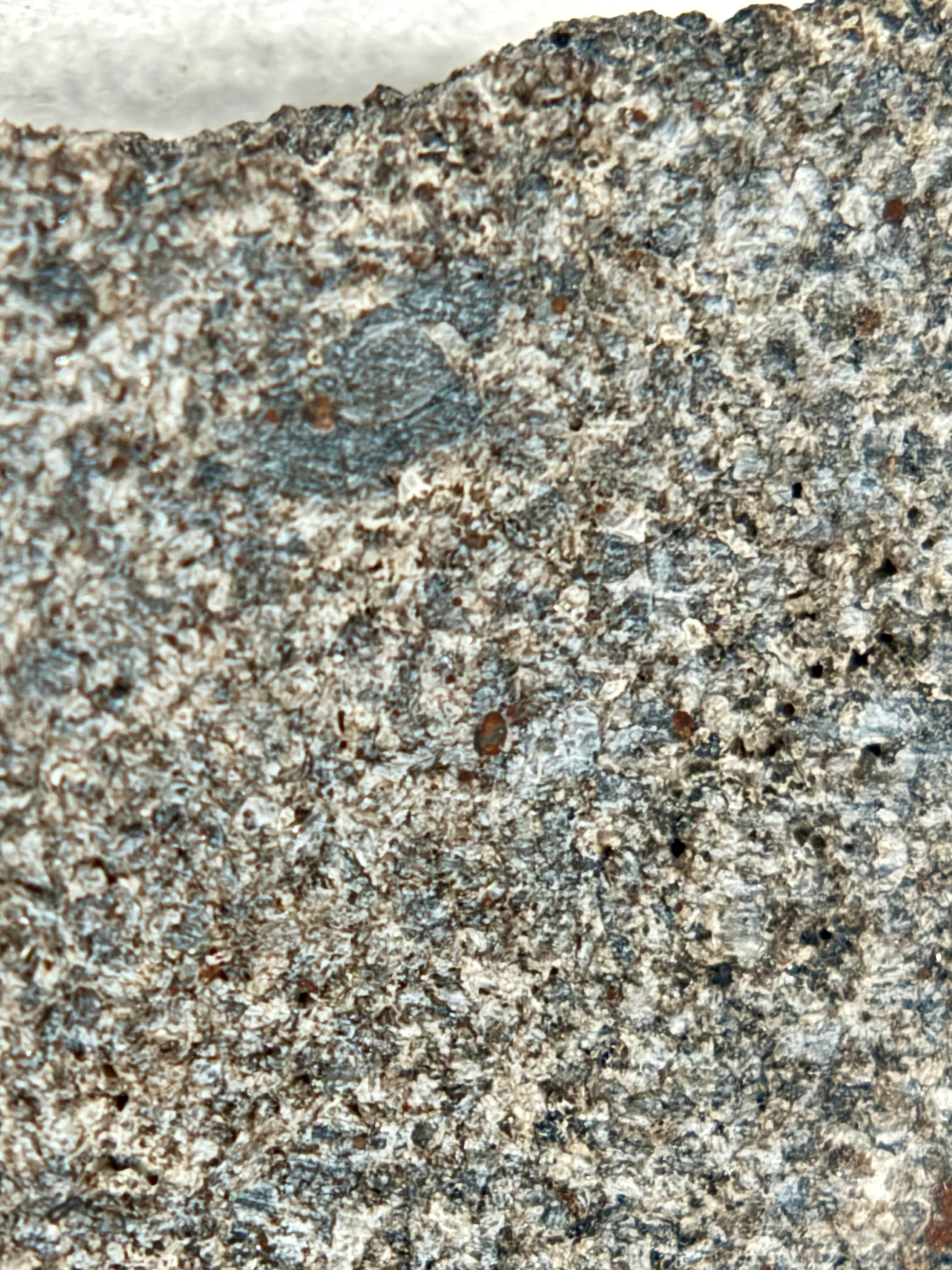 Ksar Ghilane 022 ungrouped achondrite 9.07g -- natural exterior surface showing terrestrial weathering and calcite veining