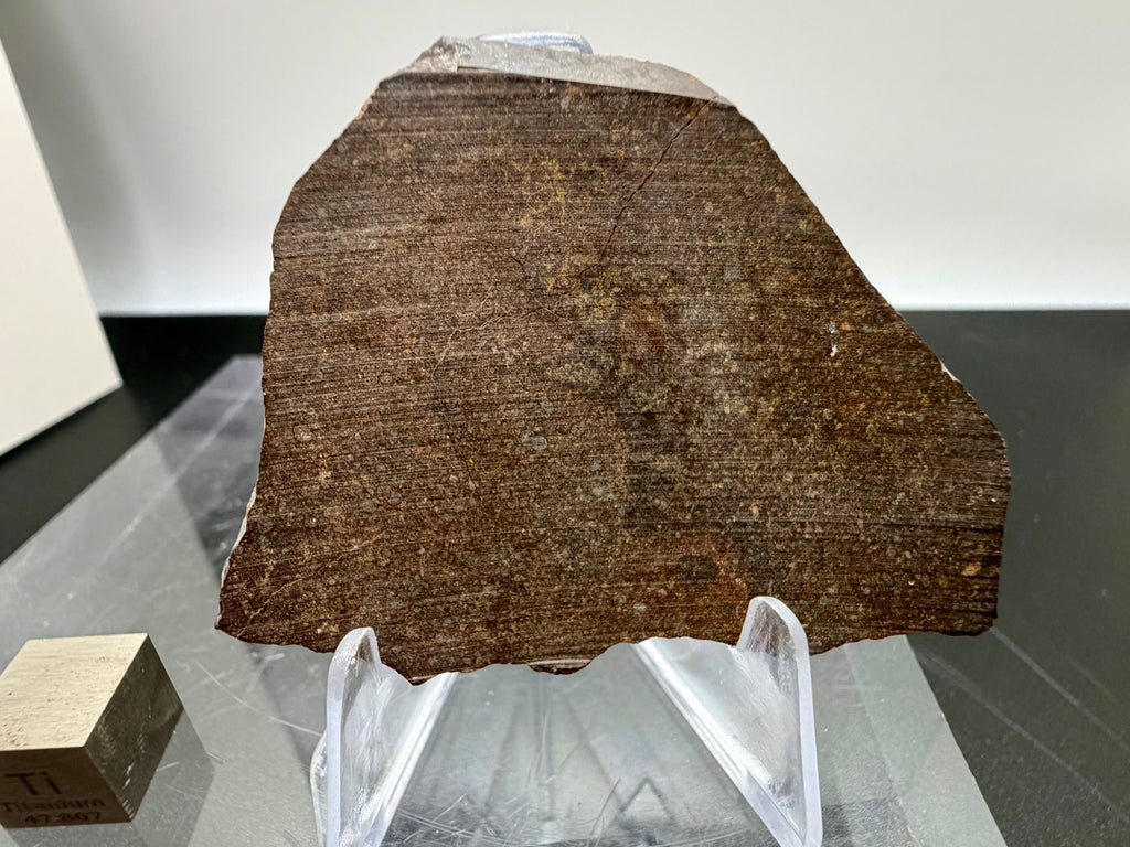 NWA 17916 CO3 meteorite 13.67g -- cross-section showing chondrule distribution and matrix composition