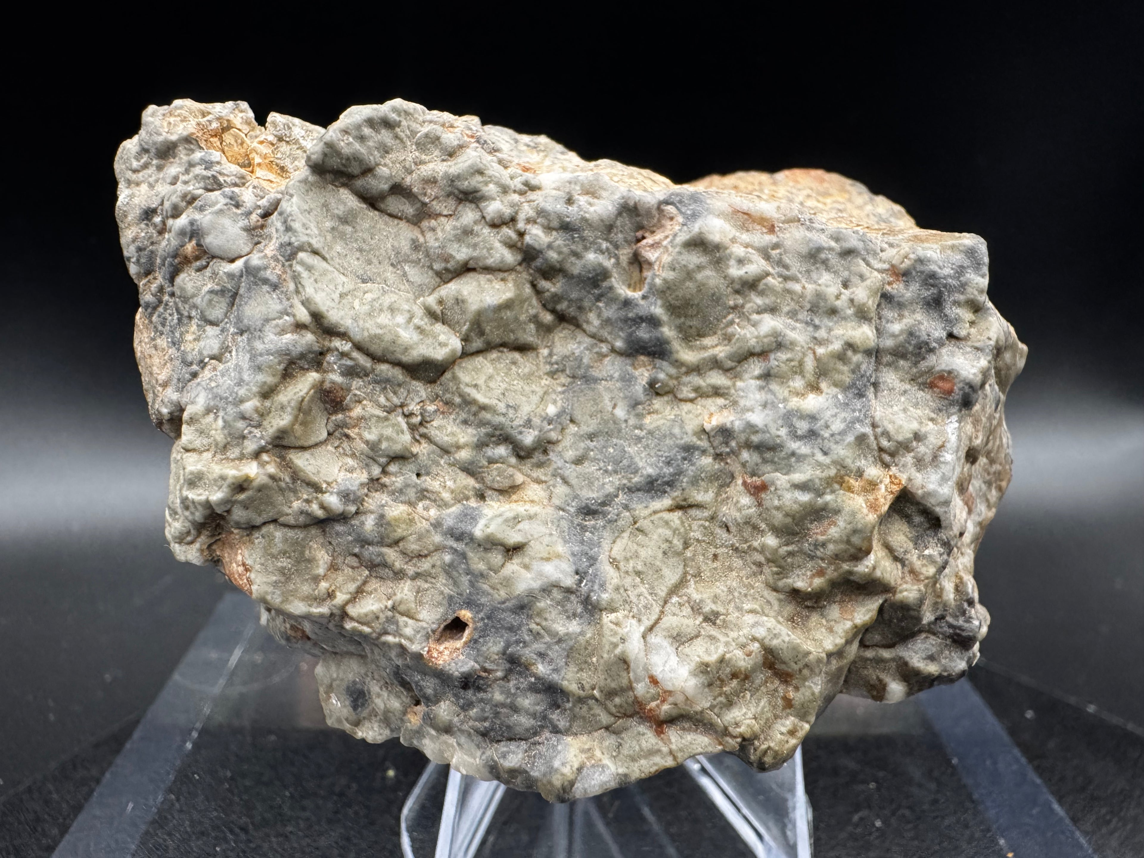 Adrar 013 Moon rock 142.20g with recrystallized breccia textures from rapid cooling in lunar vacuum