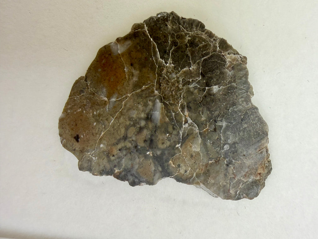 Adrar 013 lunar meteorite 2.77g full slice, opposite polished face with weathered exterior detail