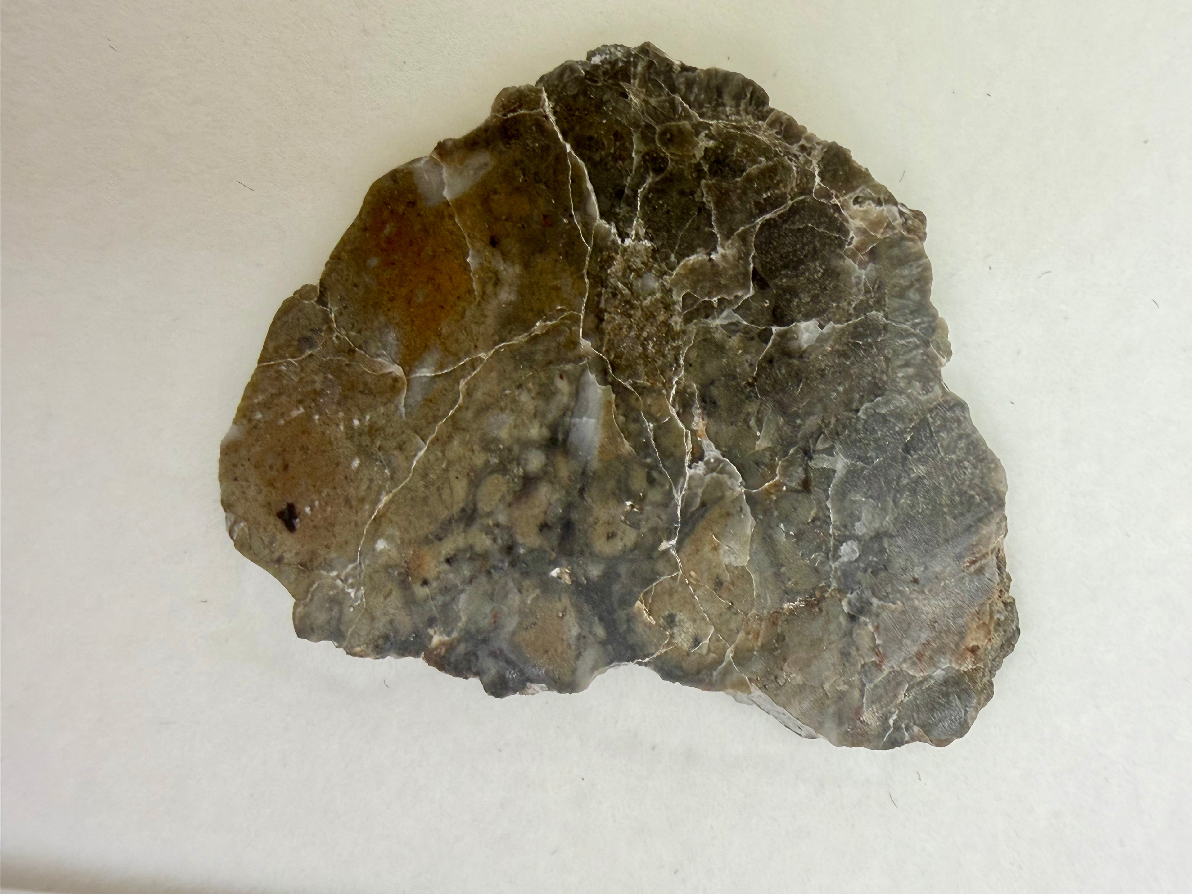 Adrar 013 lunar meteorite 2.77g full slice, opposite polished face with weathered exterior detail
