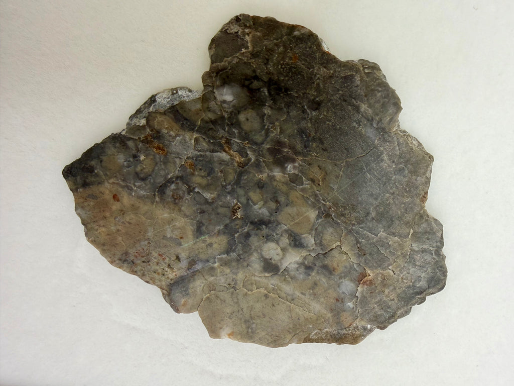 Adrar 013 lunar meteorite 2.81g full slice, opposite polished face with weathered exterior detail