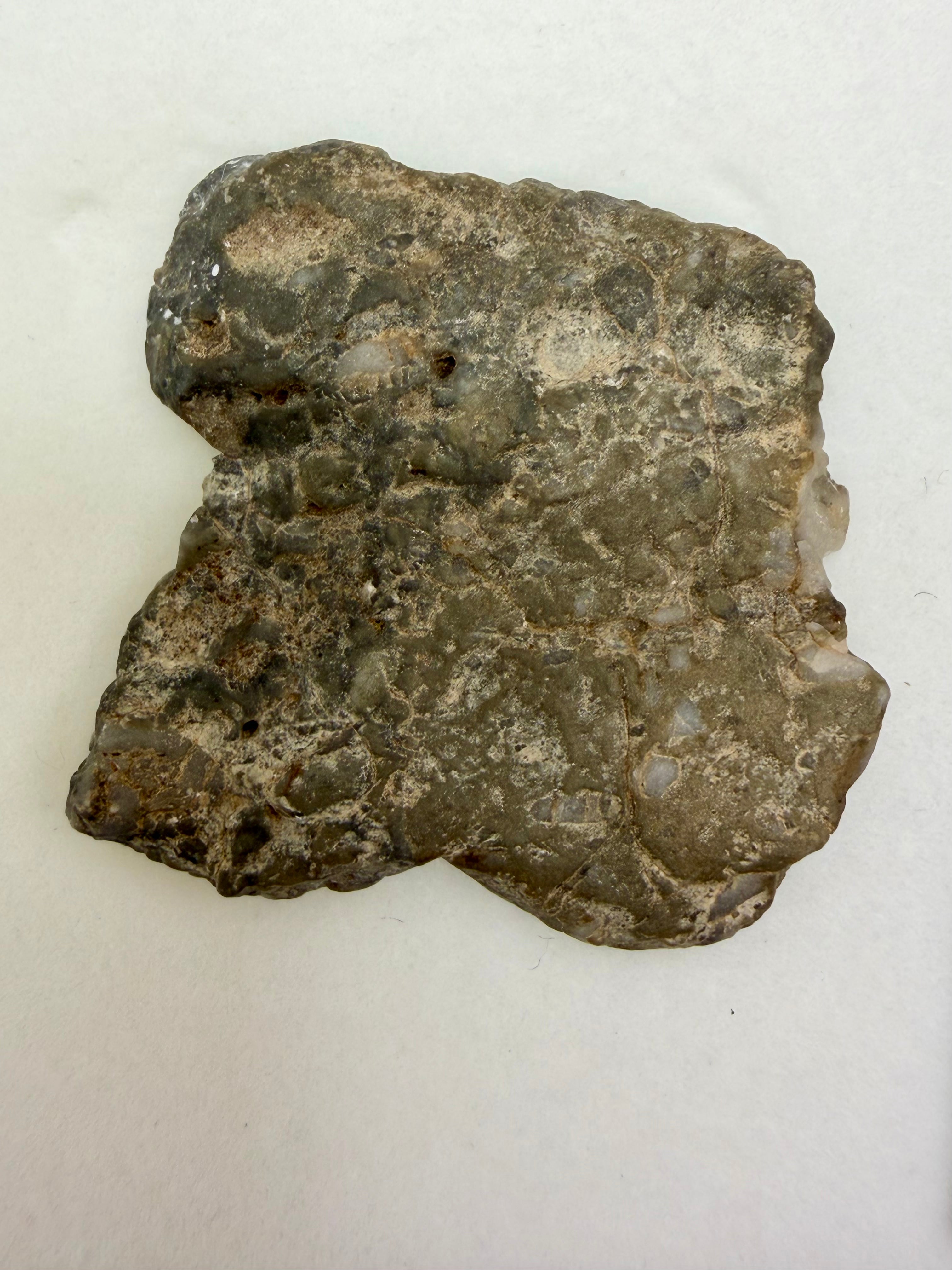 Adrar 013 lunar meteorite 4.29g end cut, natural unpolished exterior face preserving weathered desert surface