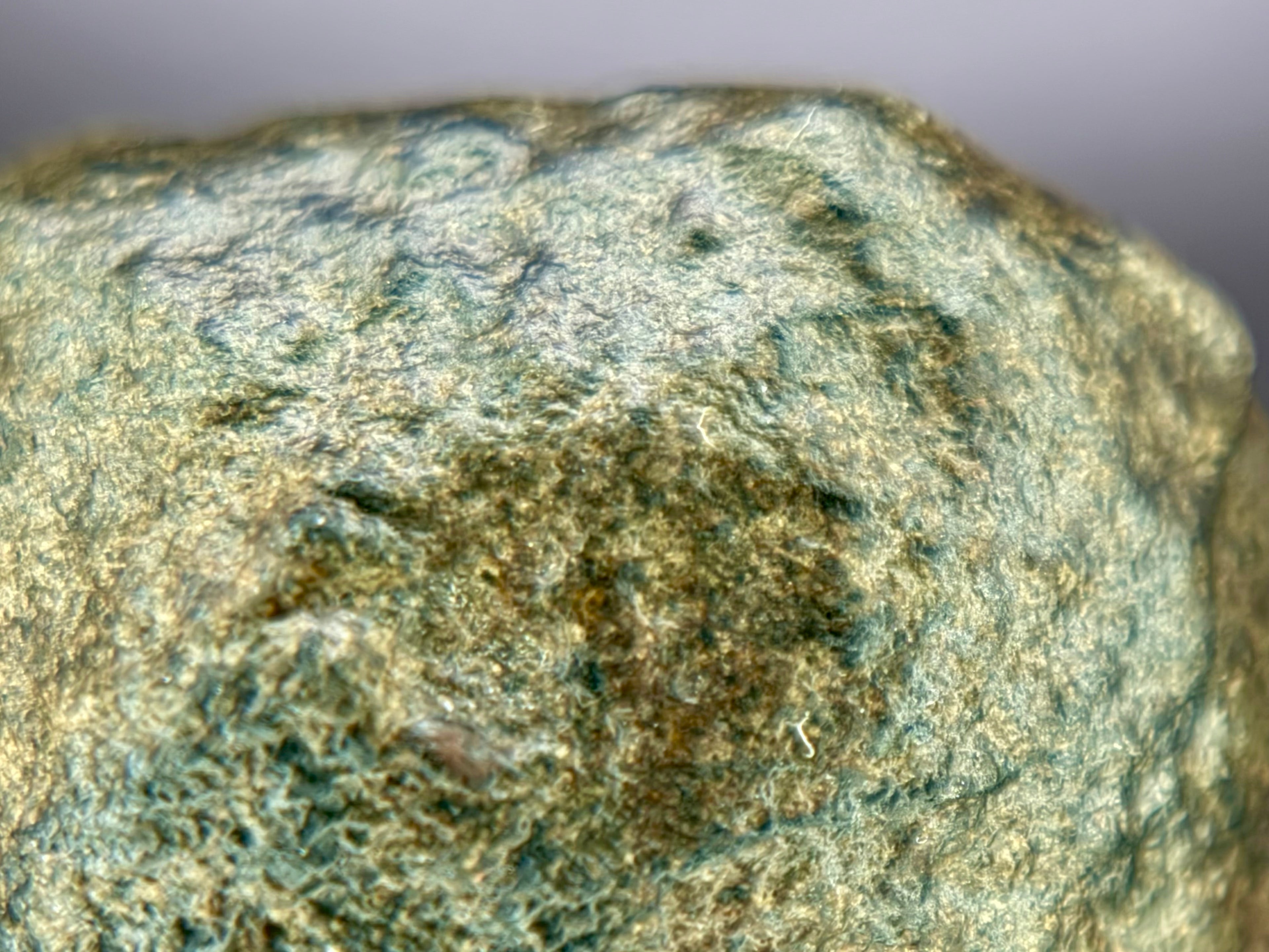 Amgala 001 Martian shergottite, macro view of weathered exterior surface showing tonal variation across desert patina