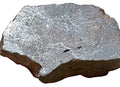 Bir Ounane 001 primitive achondrite end cut, 70.22 g, mirror polished face with bright metal flecks scattered through a gray groundmass