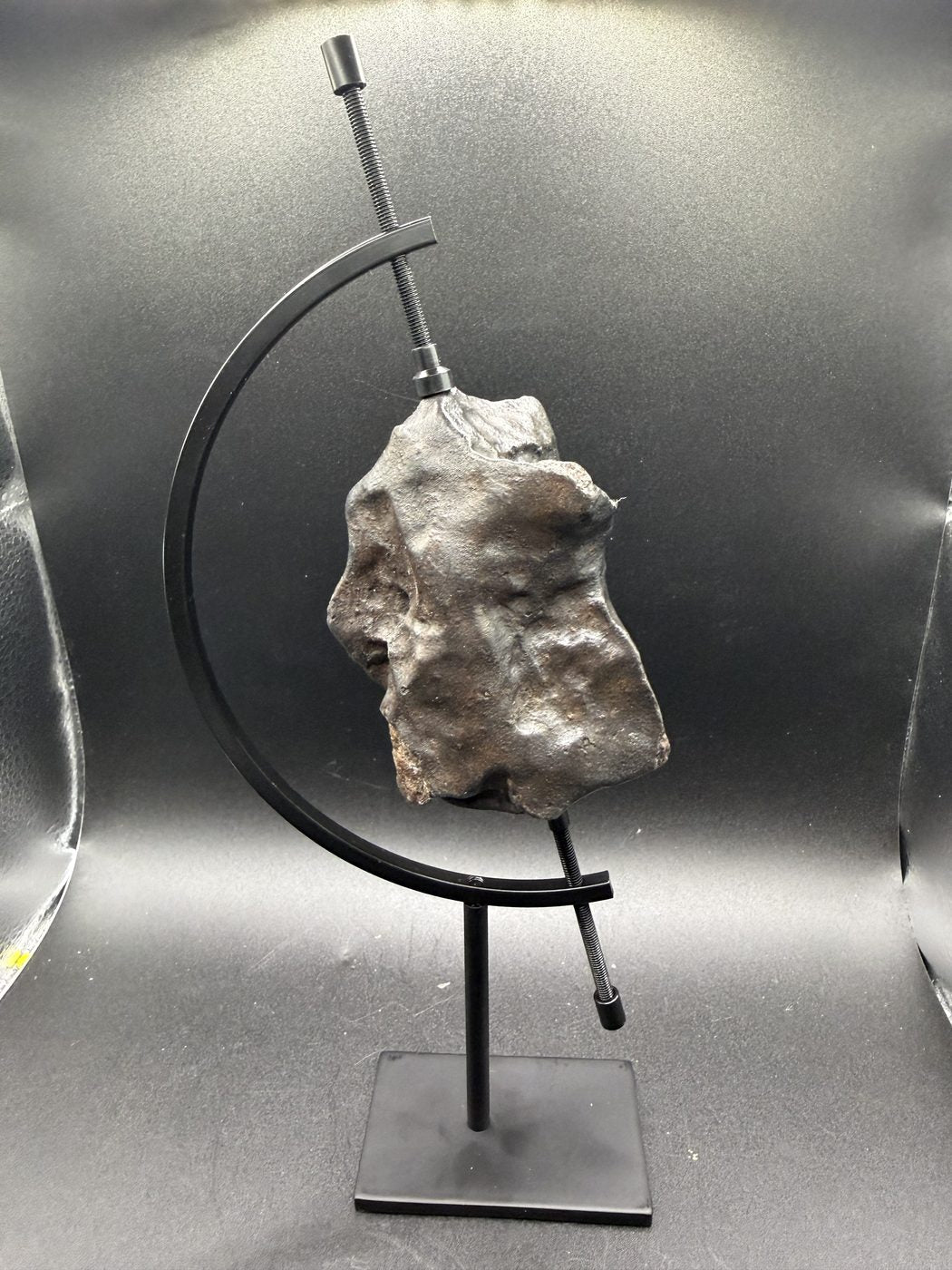 Caliper Display Stand for Meteorites and Specimens, Black Metal, Small or Large