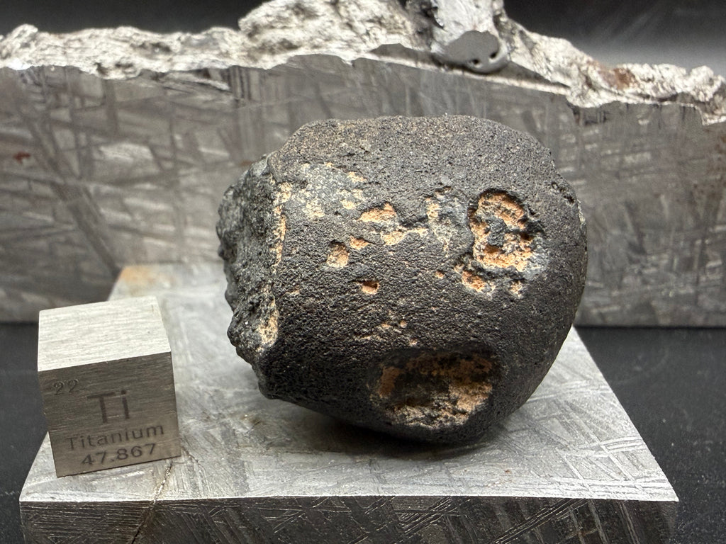 Fusion crust detail on probable CM2 carbonaceous chondrite meteorite