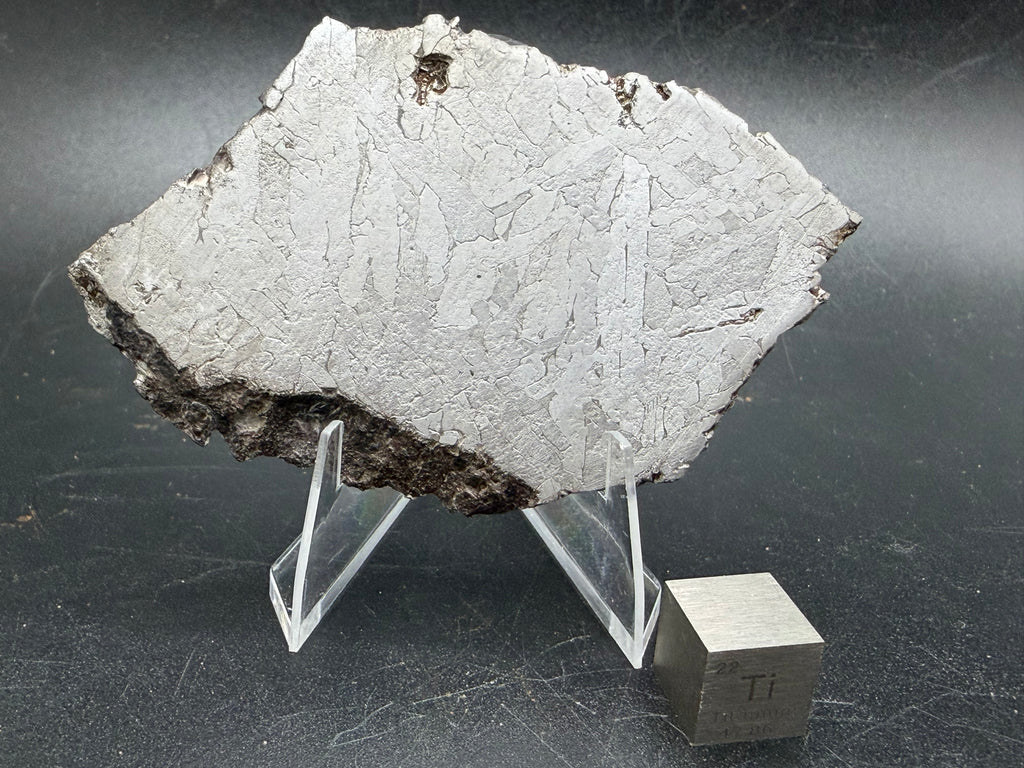 Kaalijärv iron meteorite 45.71g full slice reverse face showing natural surface texture and edge profile