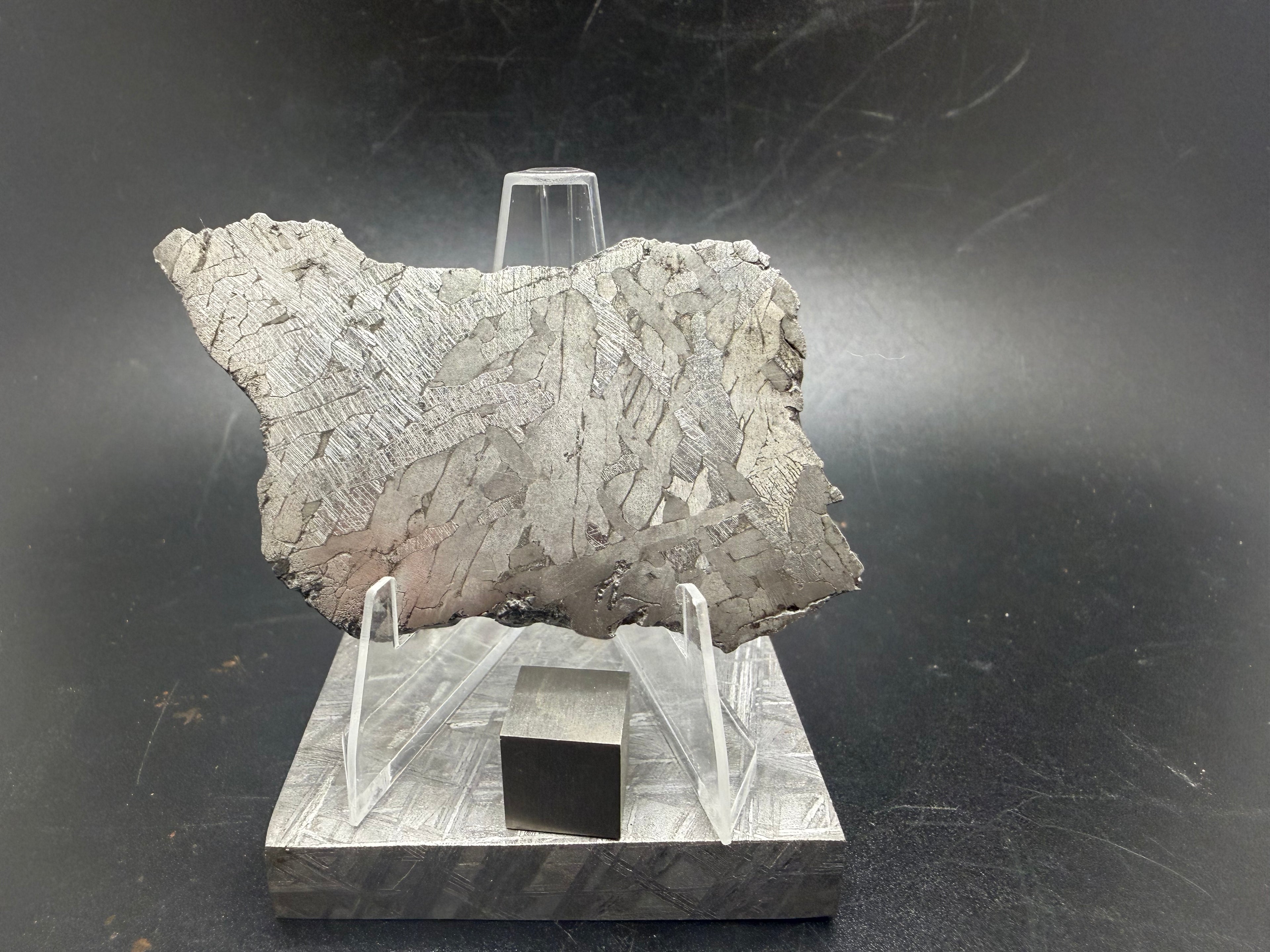 Kaalijärv IAB-MG iron meteorite slice 33.38g shown with scale reference