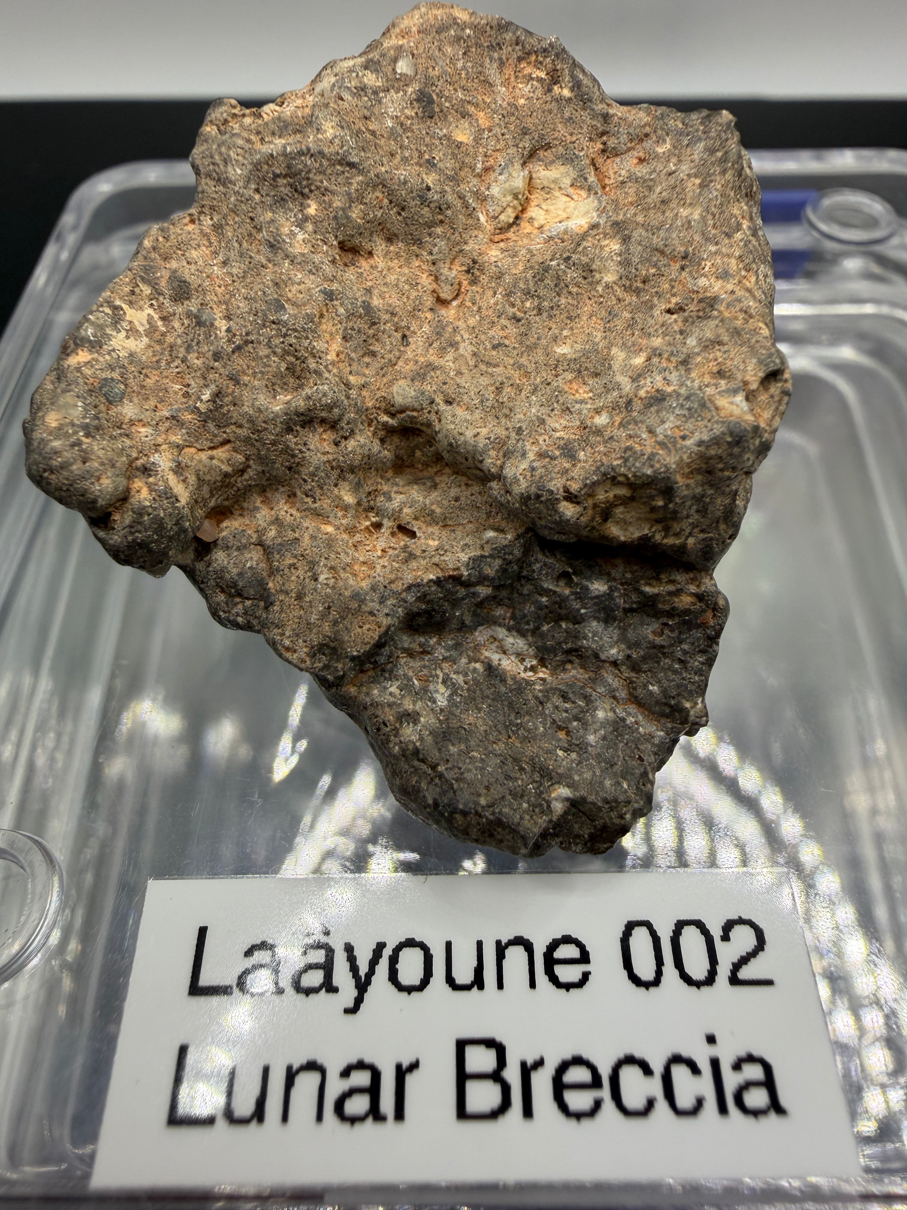 Third side view of Laayoune 002 complete individual lunar meteorite from Western Sahara