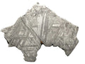 Muonionalusta iron meteorite slice, 33.46g, polished and etched face showing the Widmanstatten pattern