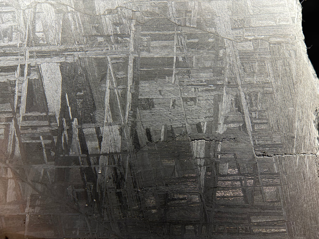 Muonionalusta IVA slice 330.81g -- contrast between nickel-poor kamacite and nickel-rich taenite phases