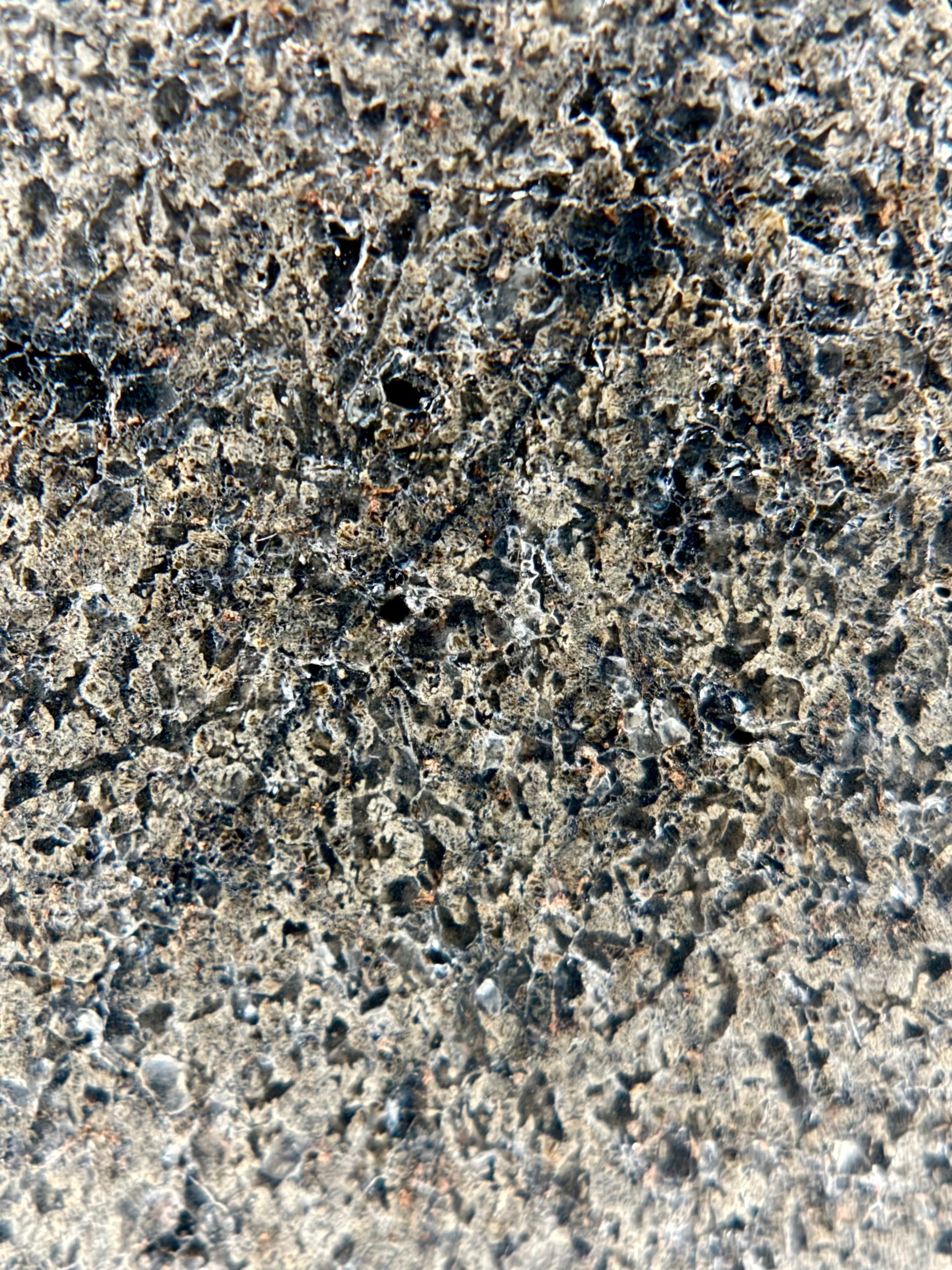 NWA 17472 Martian meteorite 65.00g -- full width of slice showing shock metamorphism distribution