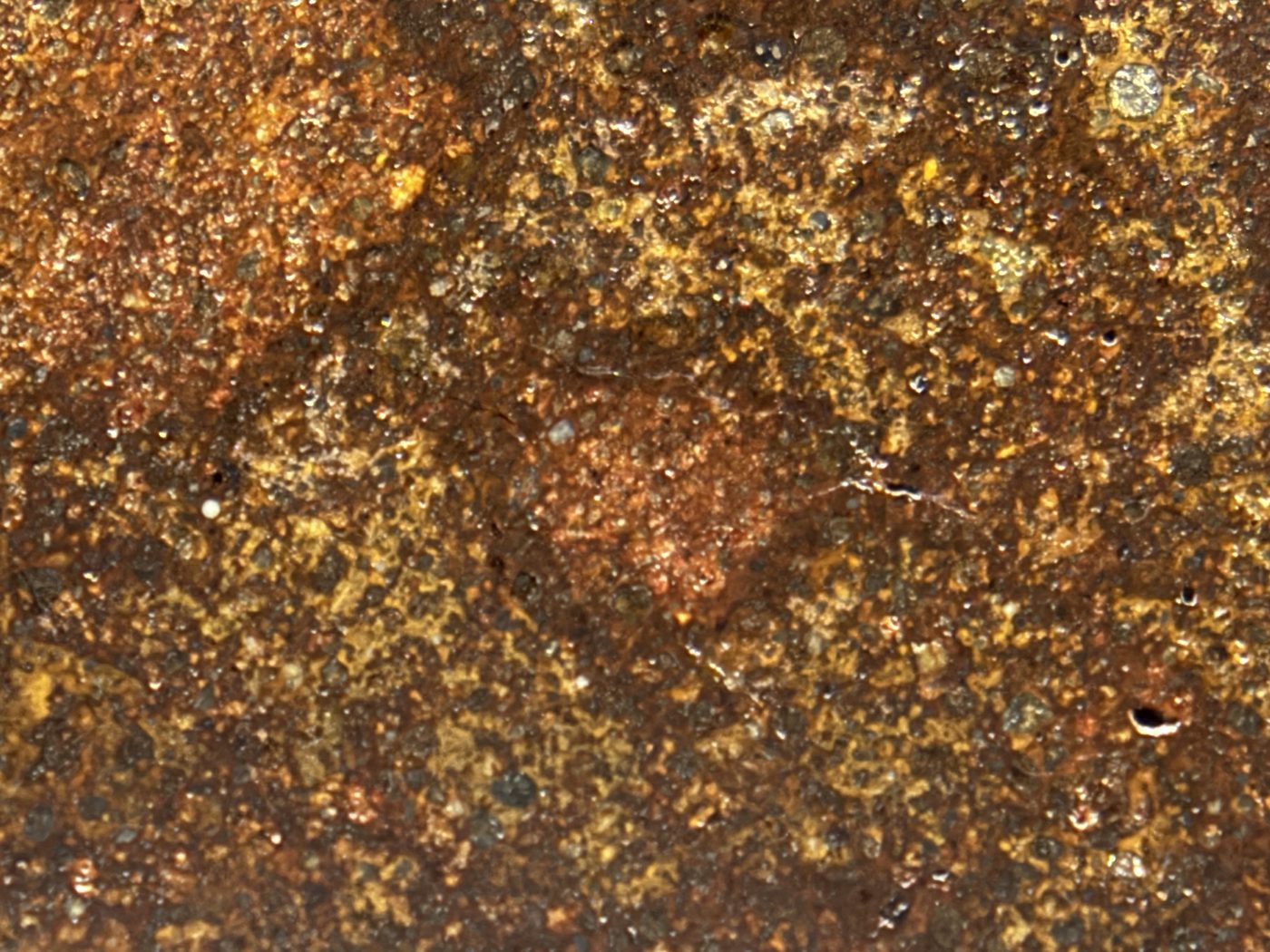 Macro view of NWA 17916 CO3 carbonaceous chondrite meteorite showing fine grained matrix with dispersed opaque grains, 12.00g