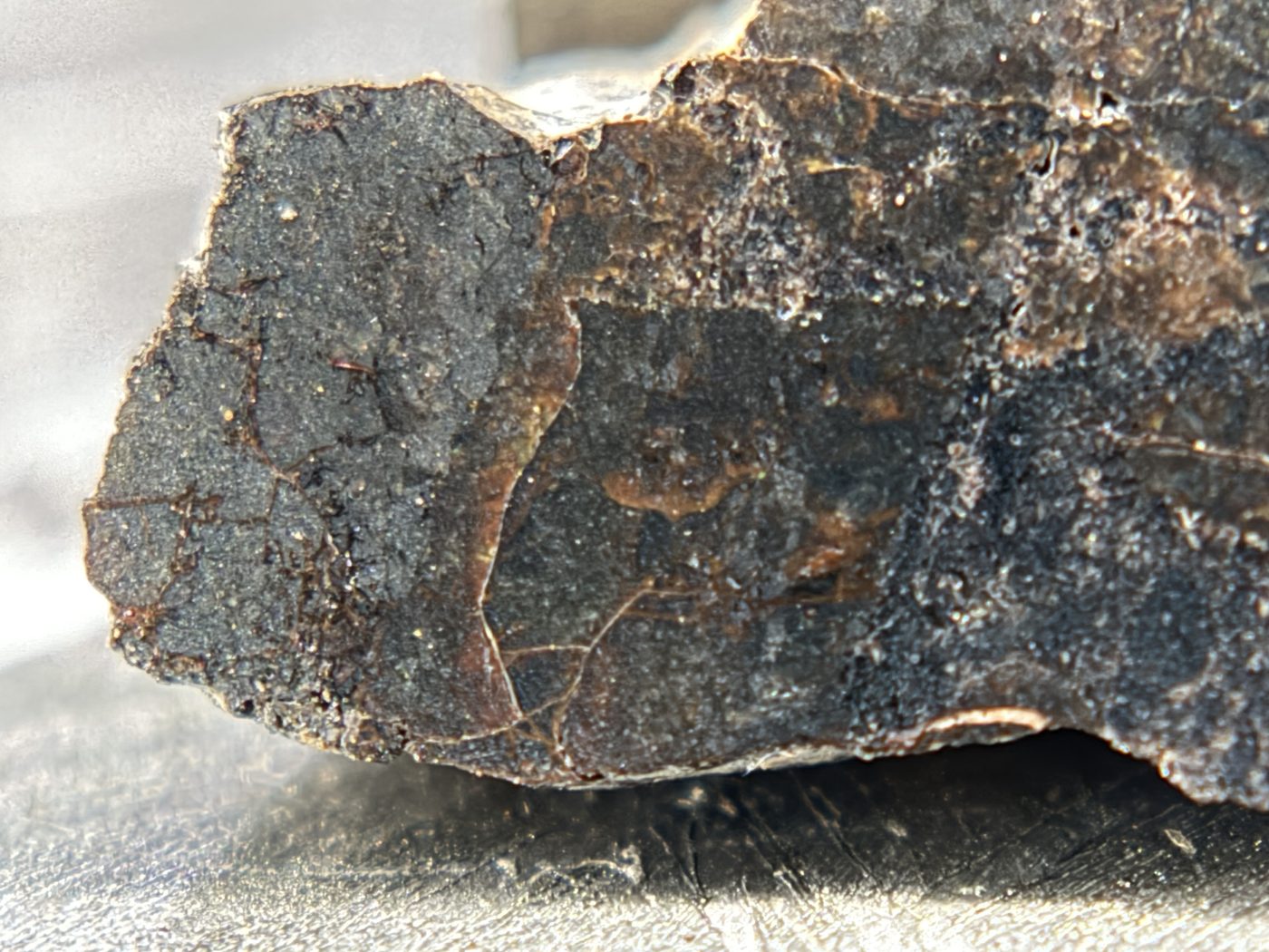 Rafsa 005 Angrite Meteorite End Cut, Plutonic Angrite, 1.40g, Protogranular Texture