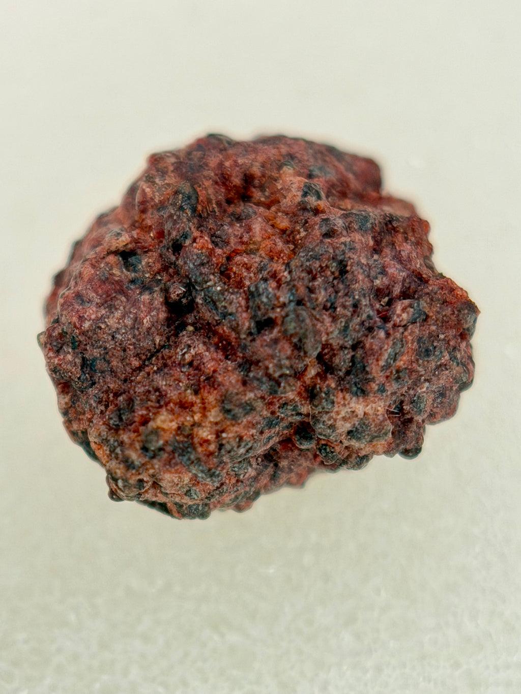 Erg Chech 002 ungrouped achondrite 0.80g -- plagioclase and pyroxene crystal texture with goethite staining in fractures